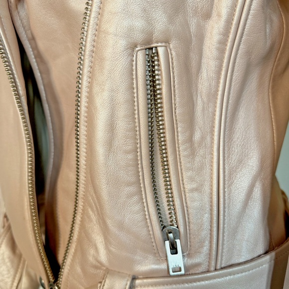 IRO Motobike Pink Metalic jacket 100% Lamb Leather Size 40 - Picture 4 of 8